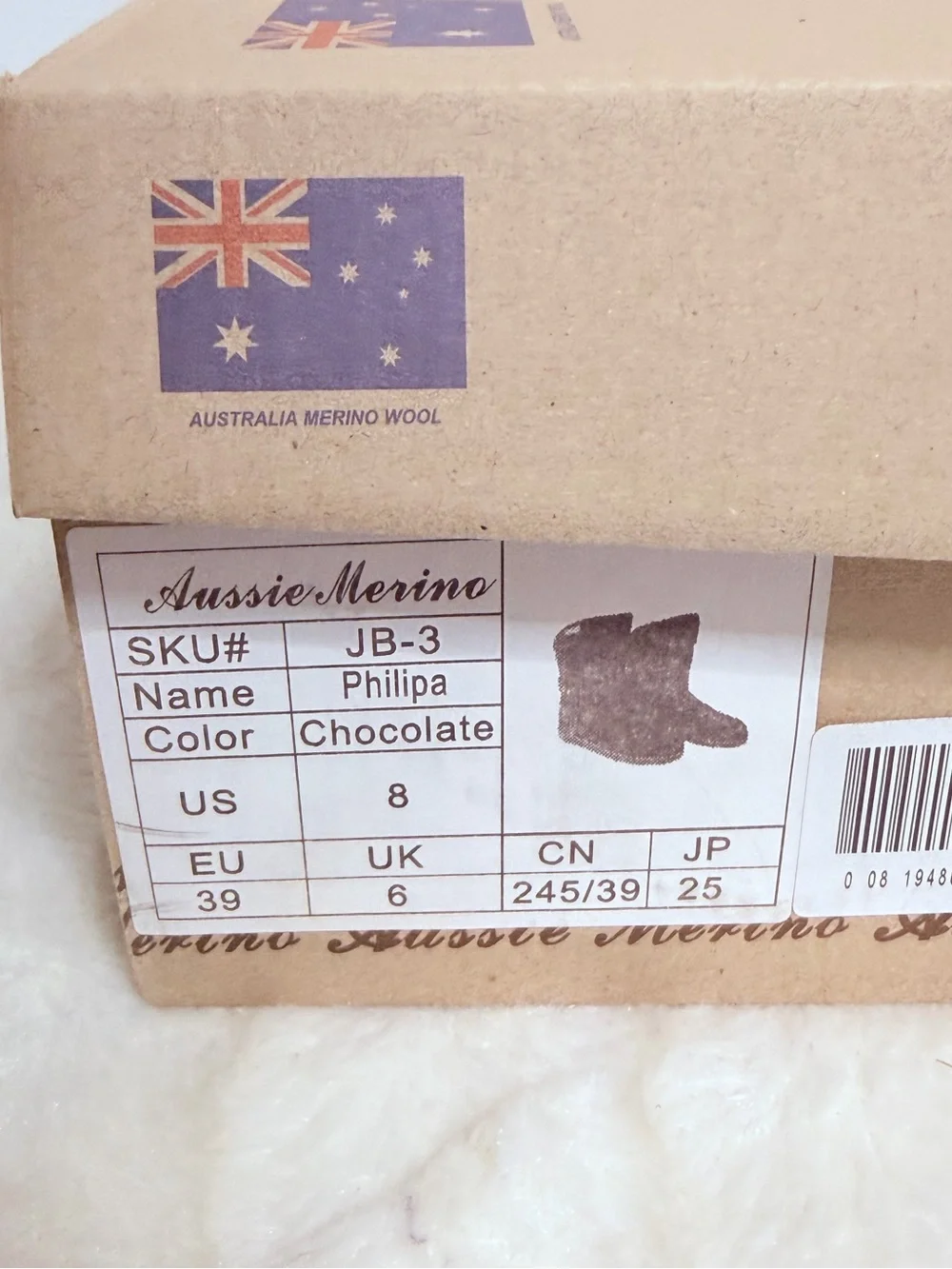 Aussie Merino Australia merino wool chocolate boot size 8 new with tags